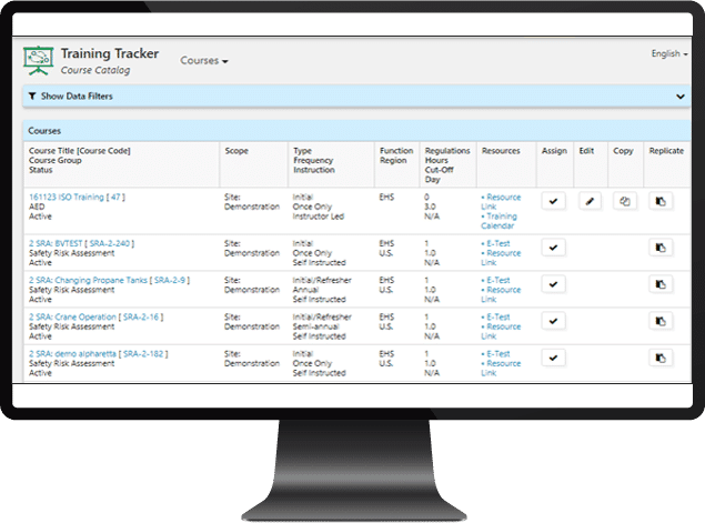 Computer Monitor with Training Tracker Screenshot