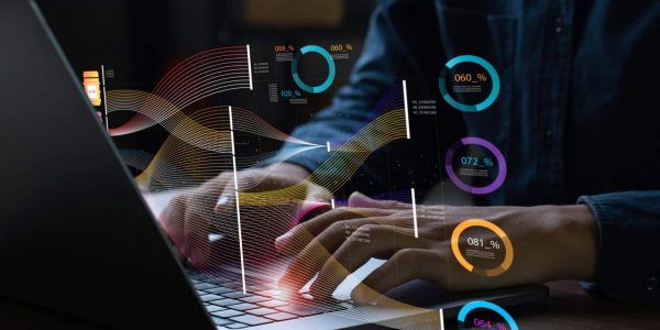 Analysts use computers to analyze and visualize complex data.